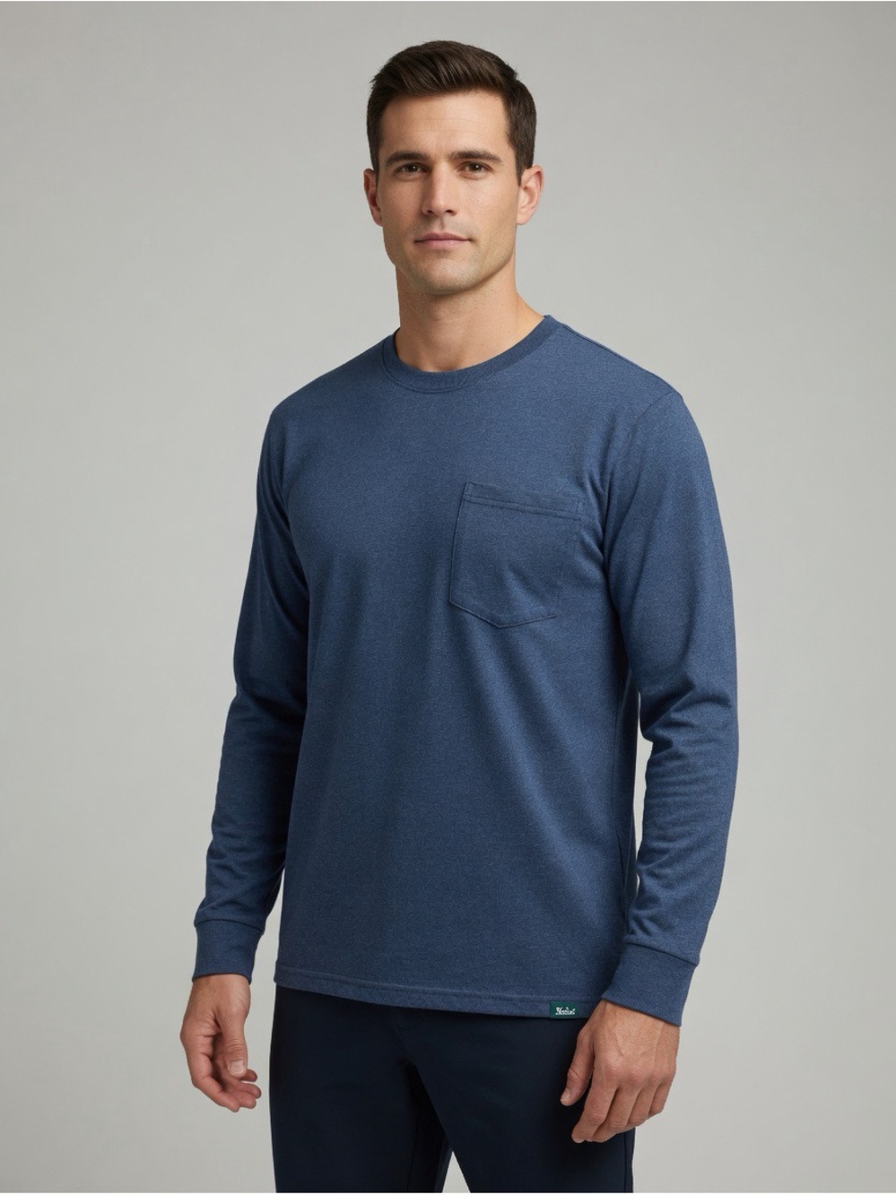 Woolrich Green Label Men's XL Long Sleeve Pocket T-Shirt Blue Cotton Blend NWT